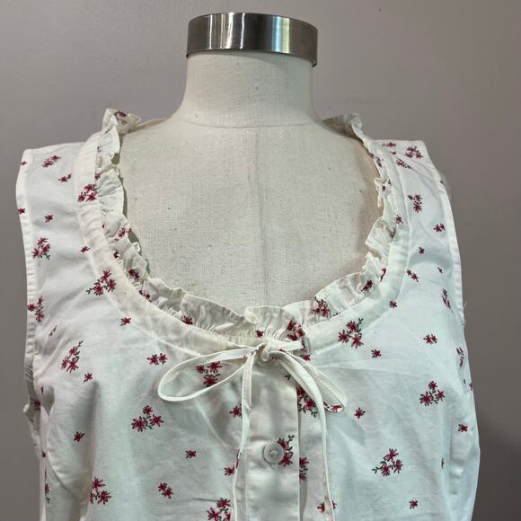 Levis White Floral Button Front Tank Top Cottagecore Size L - Picture 6 of 8